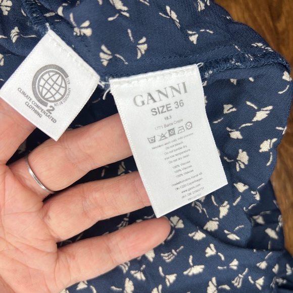 Ganni Barra Crepe Floral Hidden Button Front Longsleeve Shirt Women's Size 36 - Picture 6 of 7